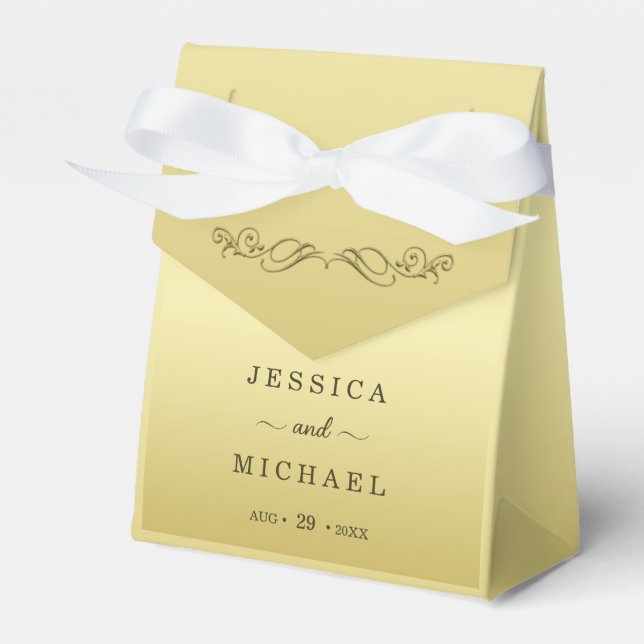 Elegant Luxury Guld Ornate bröllop Presentaskar (Framsidan Sidan)