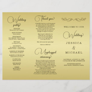 Elegant Luxury Guld Ornate bröllop Reklamblad