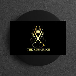 Elegant Luxury Guld Scissor & Black Hair Stylist Visitkort