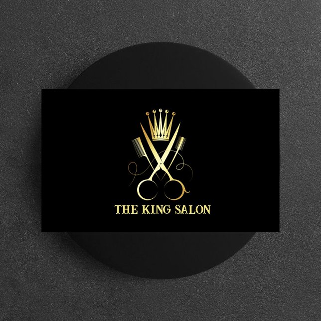 Elegant Luxury Guld Scissor & Black Hair Stylist Visitkort (Skapare uppladdad)