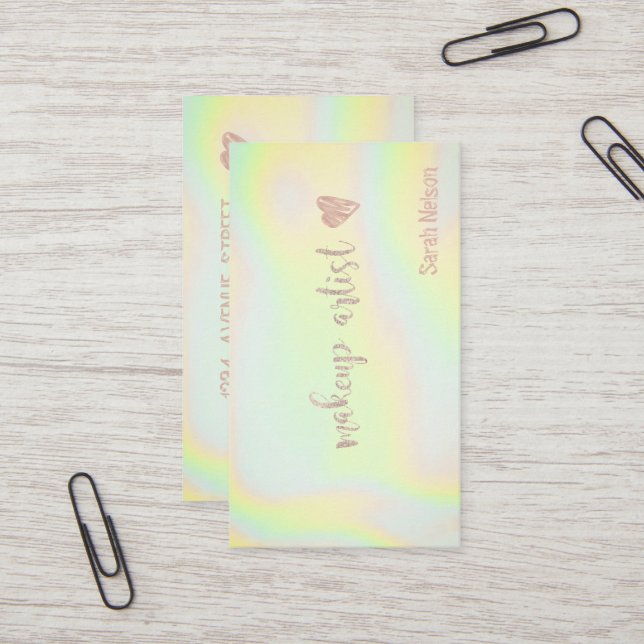 Elegant Luxury Gult Sweet HoloGraph Visitkort (Fram/Back In Situ)