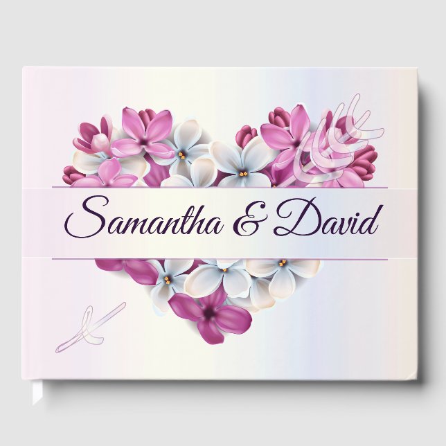 Elegant Luxury Heart-Blommigt design Guest Bok (Framsida)