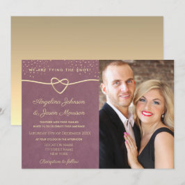 Elegant Luxury Lila Guld Confetti Bröllop Photo Inbjudningar
