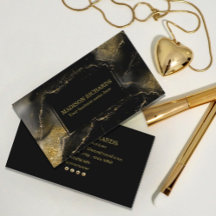 Elegant Luxury Marble Guld Black Affärskort