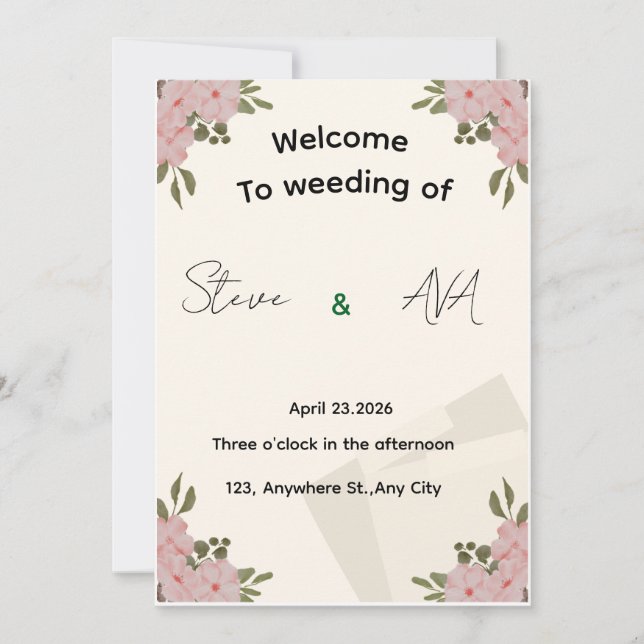 Elegant Luxury Minimal Wedding Invitation Inbjudningar (Framsida)