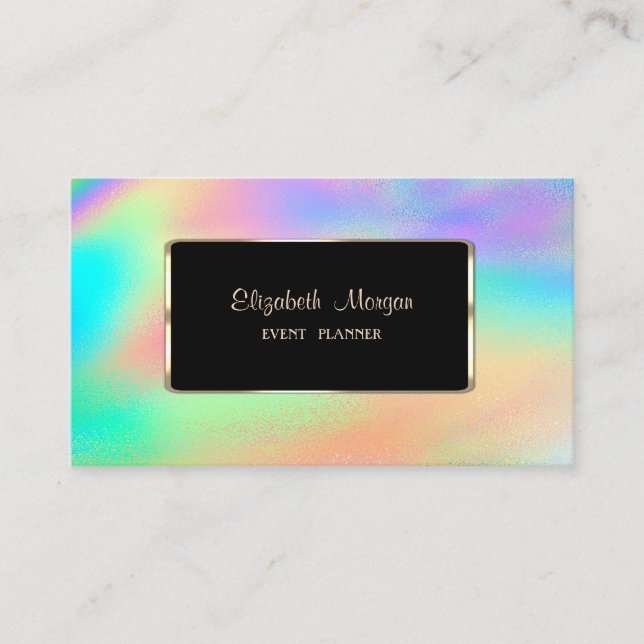 Elegant Luxury Modern Rainbow Colorful HoloGraph Visitkort (Framsida)