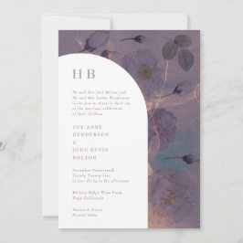 Elegant Luxury Monogram Light Boho Blommigt Arch Inbjudningar