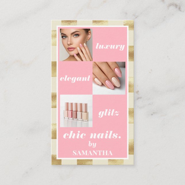 Elegant Luxury Nail Salon Nail Salon Photo Collage Visitkort (Framsida)