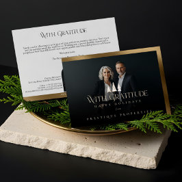 Elegant Luxury Real Estate Modern Gold Black Happy Julkort