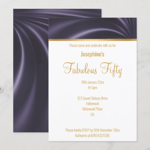 ELEGANT LUXURY SATIN DRAPE LILA ANPASSNINGSBAR INBJUDNINGAR