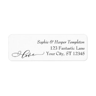 Elegant Luxury Script Tont Simple Typography Kärle Returadress Etikett