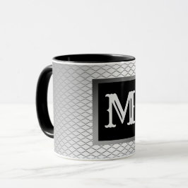 Elegant Luxury Silver Metall Monogrammed Mugg