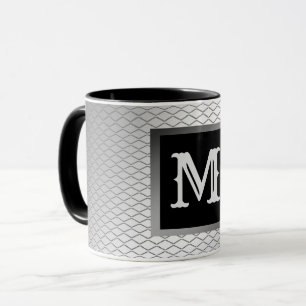 Elegant Luxury Silver Metall Monogrammed Mugg
