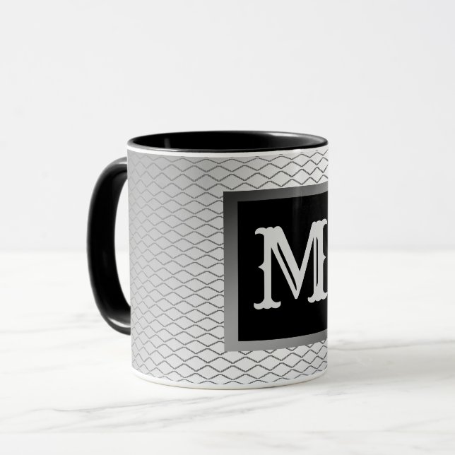 Elegant Luxury Silver Metall Monogrammed Mugg (Framsida vänster)