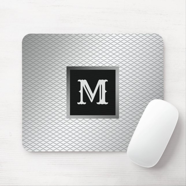 Elegant Luxury Silver Metall Monogrammed Musmatta (Med mus)