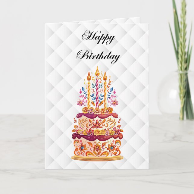 Elegant Luxury Snyggt Cake Birthday Hälsning Kort (Framsida)