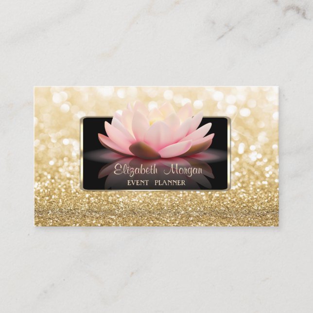 Elegant Luxury-Snyggt,Modern,Glittery Bokeh Lotus Visitkort (Framsida)