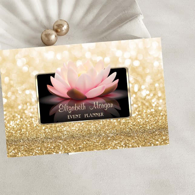 Elegant Luxury-Snyggt,Modern,Glittery Bokeh Lotus Visitkort (Skapare uppladdad)