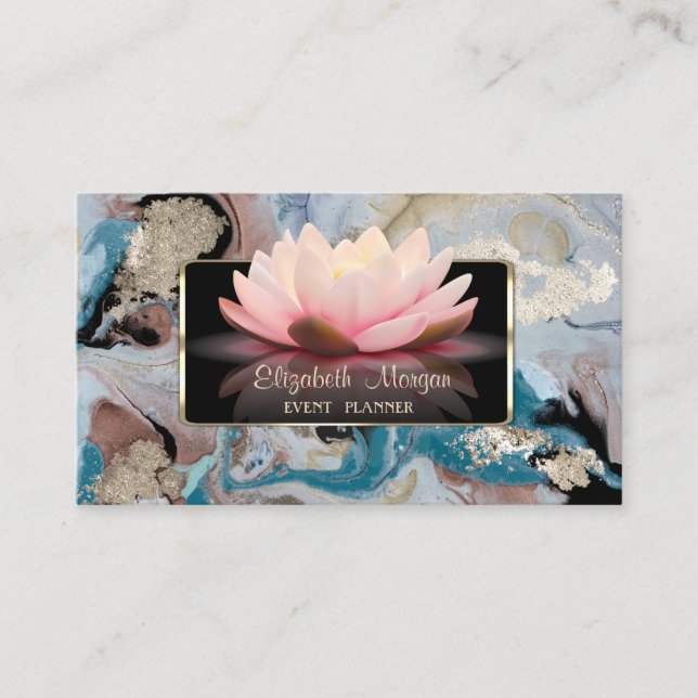 Elegant Luxury-Snyggt,Modern,Lotus Marble Visitkort (Framsida)