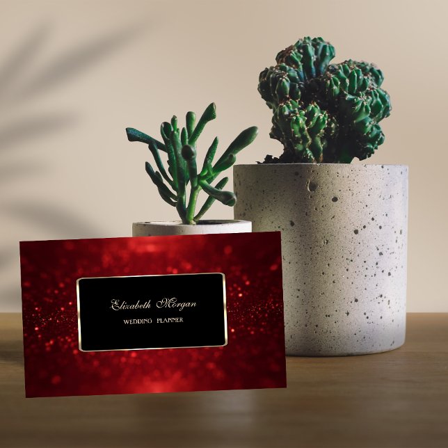 Elegant Luxury Snyggt Red Glitter Bokeh Visitkort (Skapare uppladdad)