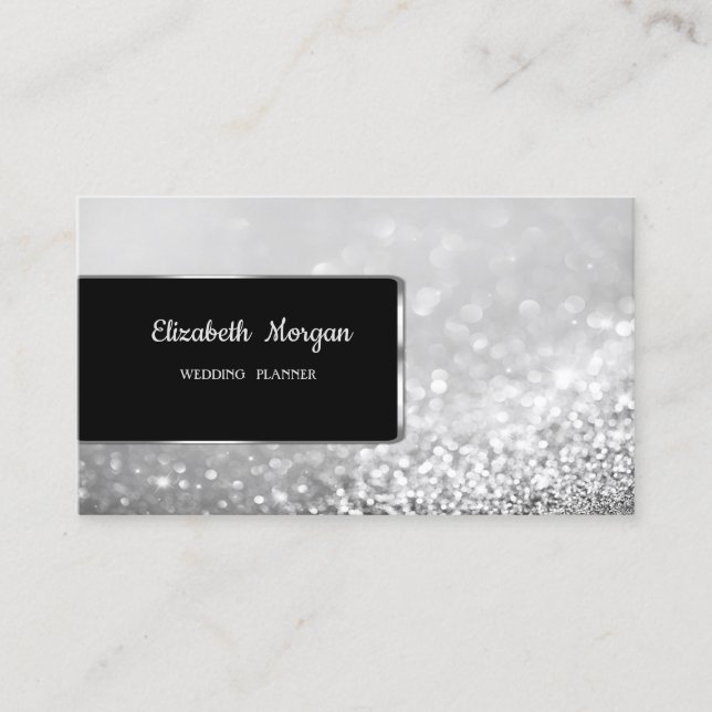 Elegant Luxury Snyggt Silver Glitter Bokeh Visitkort (Framsida)