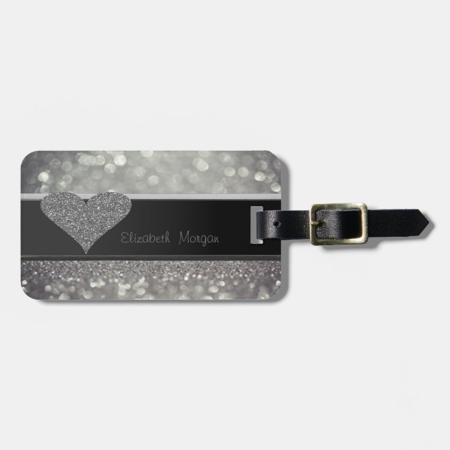 Elegant Luxury Sophisticated ,Glittery Heart,Bokeh Bagagebricka (Horisontell Framsida)