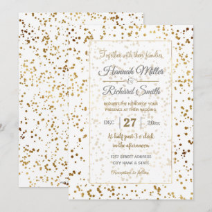 Elegant Luxury Sparkling Guld Confetti Dots-bild Inbjudningar