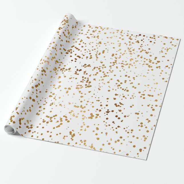 Elegant Luxury Sparkling Guld Confetti Dots-bild Presentpapper (Utrullad)