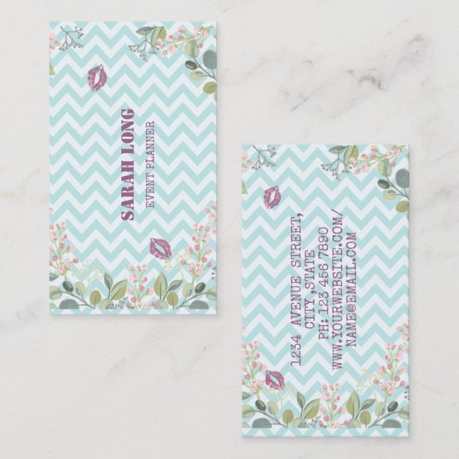 Elegant Luxury Sweet Blue Affärskort Visitkort (Fram/baksida)