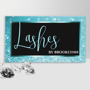 Elegant Luxury Teal Blue Ombre Sparkling Glitter Visitkort