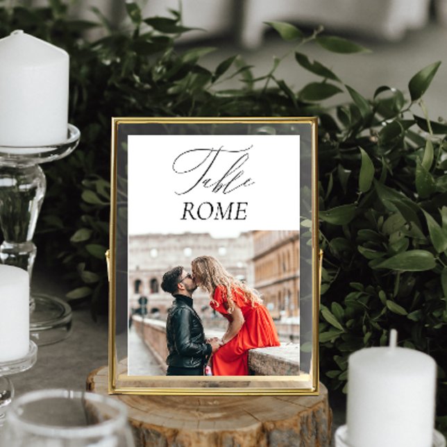 Elegant Luxury Travel Destination Wedding Bordsnummer (This table number is a cute way to share photos of special moments with guests)