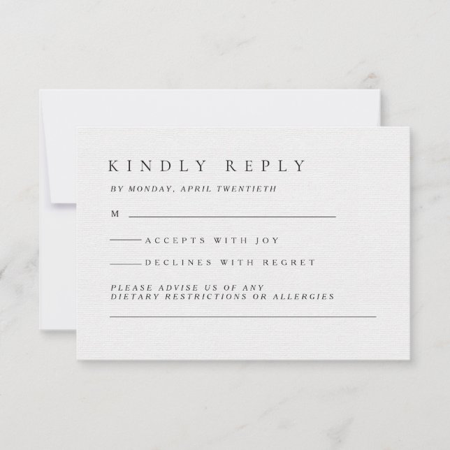 Elegant Luxury Typography Black & White Bröllop OSA Kort (Framsida)