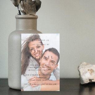 Elegant Luxury Vellum 2 Photo Black White Bröllop Inbjudningar