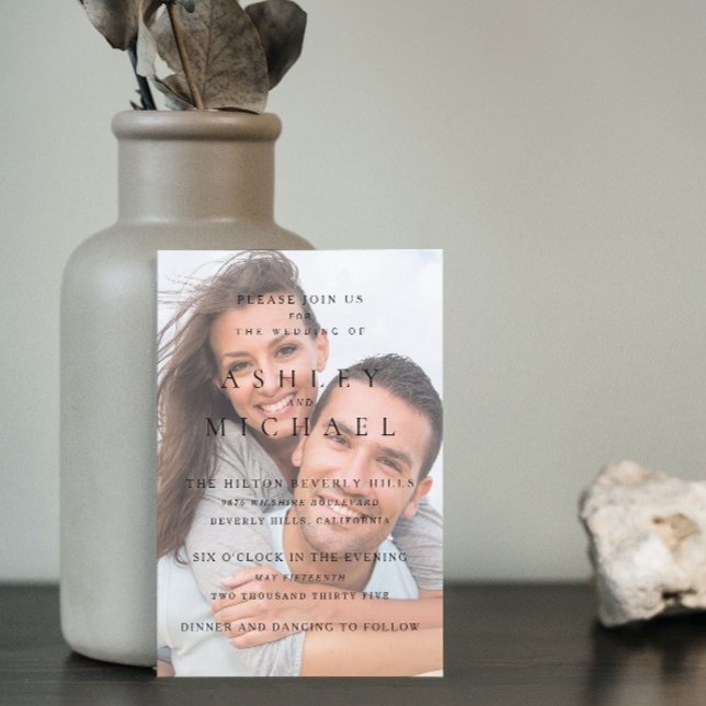 Elegant Luxury Vellum 2 Photo Black White Bröllop Inbjudningar (Your Dream Wedding Awaits! Invite in Style 🌹💒 [Customize Your Invite])