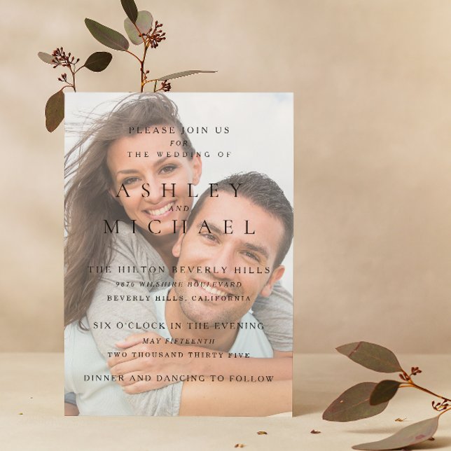 Elegant Luxury Vellum 4 Photo Black White Bröllop Inbjudningar (Your Dream Wedding Awaits! Invite in Style 🌹💒 [Customize Your Invite])
