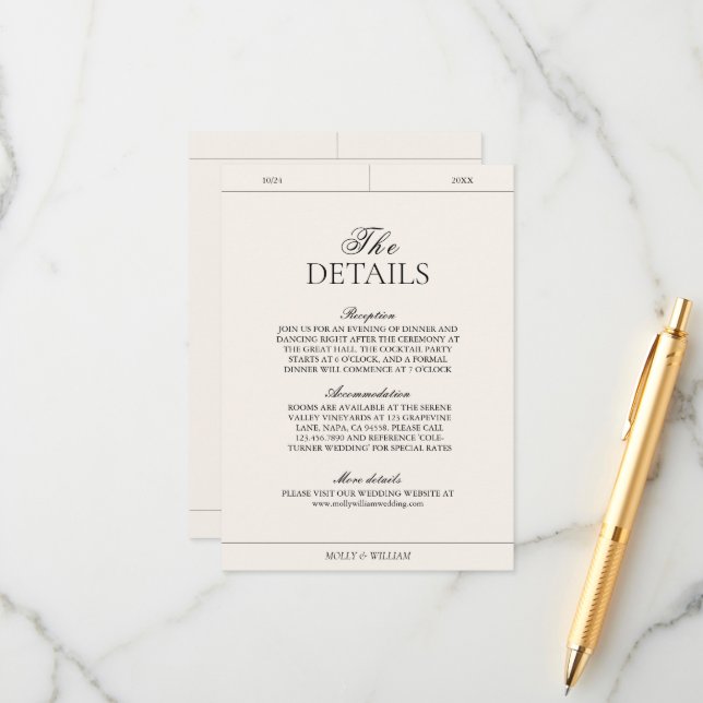 Elegant Luxury Vintage Classic Photo Wedding Tilläggskort (Fram/Back In Situ)