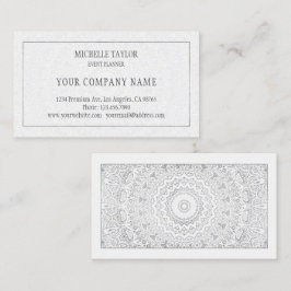 Elegant Luxury White Silver Mandala Professionell Visitkort