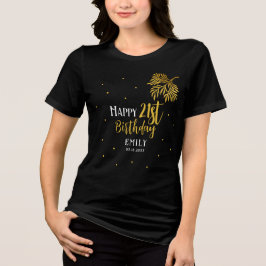 Elegant Lycklig 21:a födelsedag Guld Foliage Party T Shirt