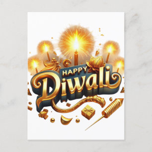 Elegant Lycklig Diwali Guld Candle Festival of Lig Helg Vykort