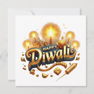 Elegant Lycklig Diwali Guld Candle Festival of Lig Julkort