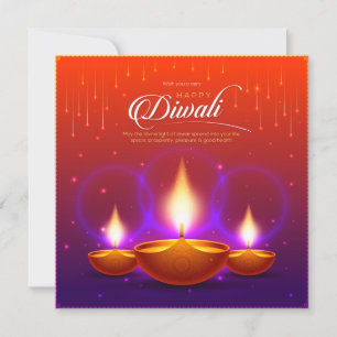 Elegant Lycklig Diwali Guld Diya Festival of Light Julkort