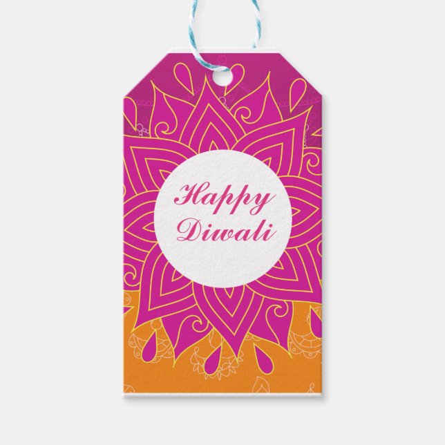 Elegant Lycklig Diwali Square Sticker Presentetikett (Framsidan)