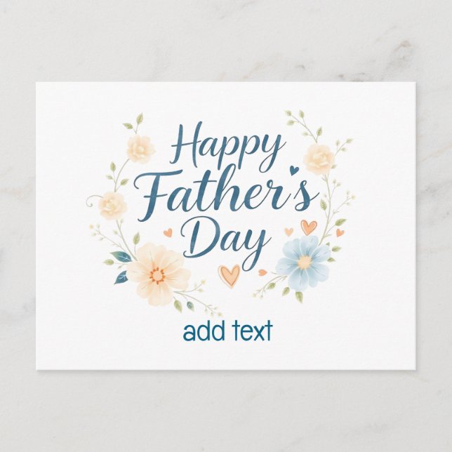 Elegant Lycklig Fars dag-kort med eget namn - Vykort (Framsida)
