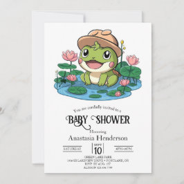 Elegant Lycklig Frog Baby Shower Inbjudningar