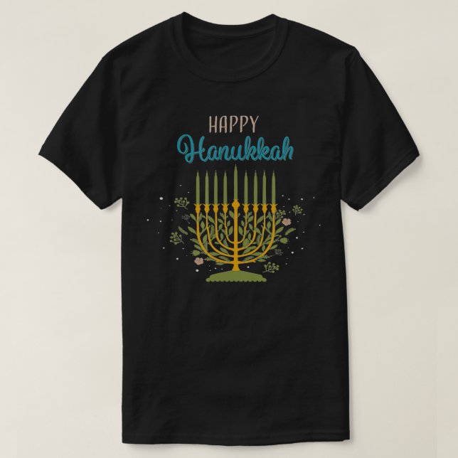 Elegant, Lycklig Hanukkah, Menorah T Shirt (Design framsida)