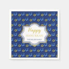Elegant Lycklig Hanukkah Watercolor Stars of David Pappersservett