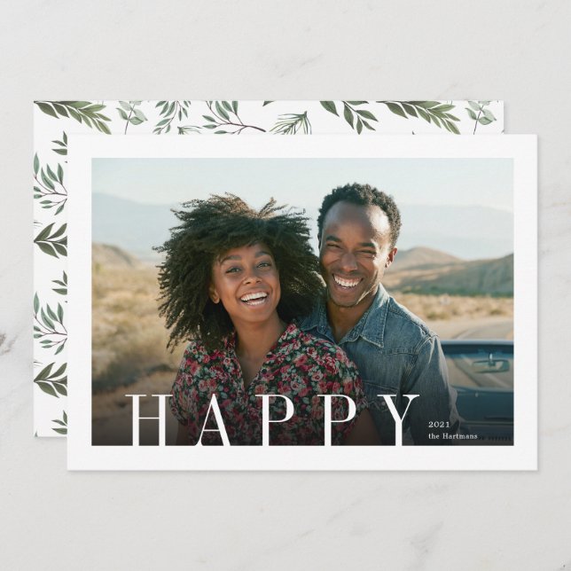 Elegant Lycklig Modern Overlay Photo jul Julkort (Fram/baksida)