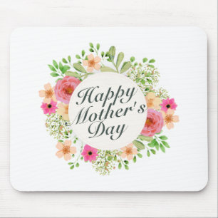 Elegant Lycklig Mors dag Blommigt Ram Mousepad Musmatta