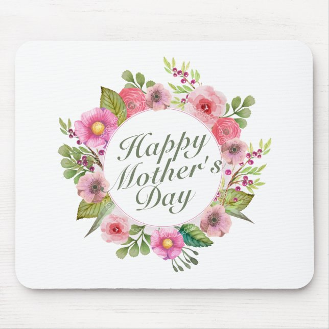 Elegant Lycklig Mors dag Blommigt Ram Mousepad Musmatta (Framsidan)
