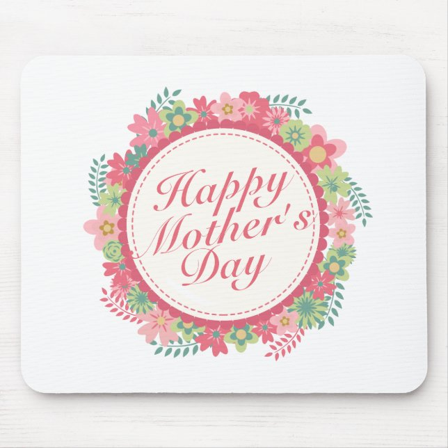 Elegant Lycklig Mors dag Blommigt Ram Mousepad Musmatta (Framsidan)